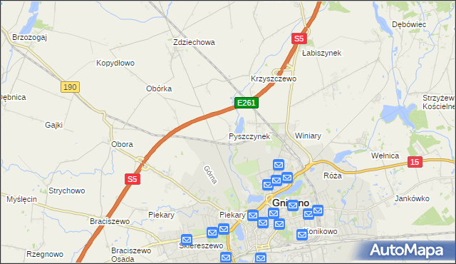 mapa Pyszczynek, Pyszczynek na mapie Targeo