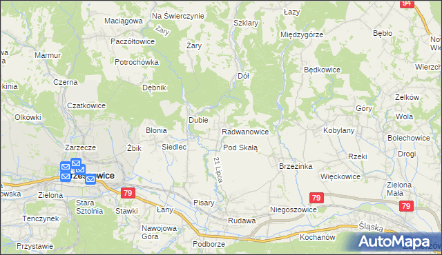 mapa Radwanowice, Radwanowice na mapie Targeo