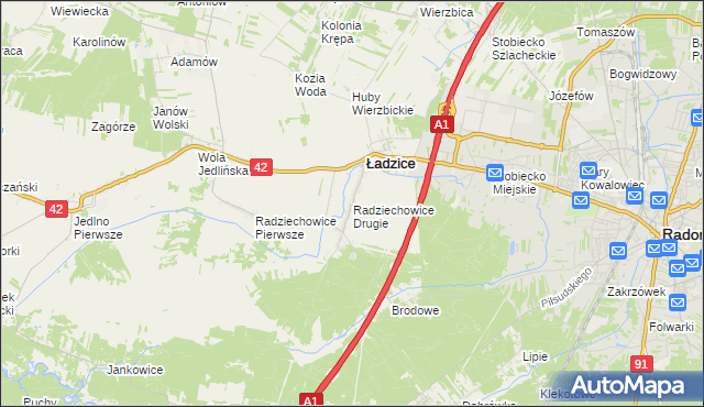 mapa Radziechowice Drugie, Radziechowice Drugie na mapie Targeo