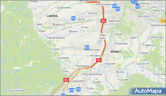 mapa Radziechowy, Radziechowy na mapie Targeo