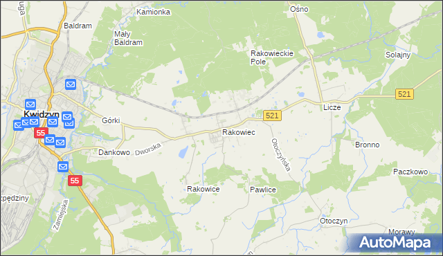 mapa Rakowiec gmina Kwidzyn, Rakowiec gmina Kwidzyn na mapie Targeo