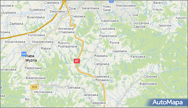 mapa Rdzawka, Rdzawka na mapie Targeo