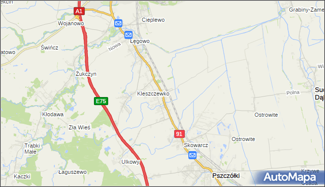 mapa Różyny, Różyny na mapie Targeo