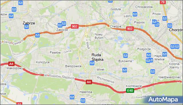 mapa Rudy Śląskiej, Ruda Śląska na mapie Targeo