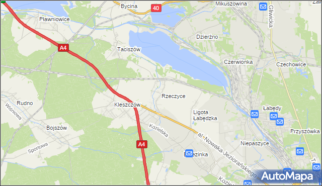 mapa Rzeczyce gmina Rudziniec, Rzeczyce gmina Rudziniec na mapie Targeo
