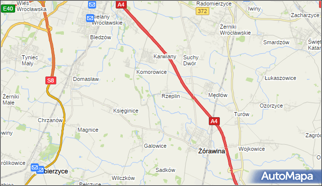 mapa Rzeplin gmina Żórawina, Rzeplin gmina Żórawina na mapie Targeo