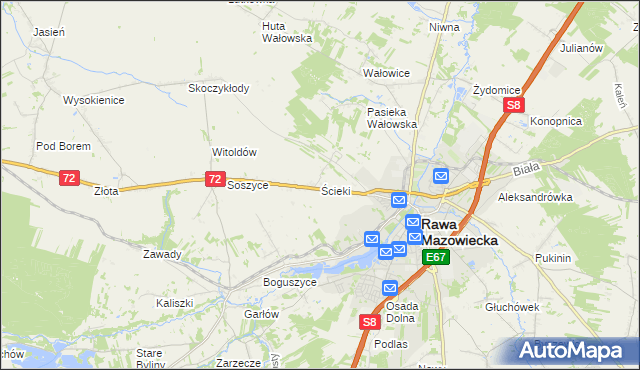 mapa Ścieki, Ścieki na mapie Targeo