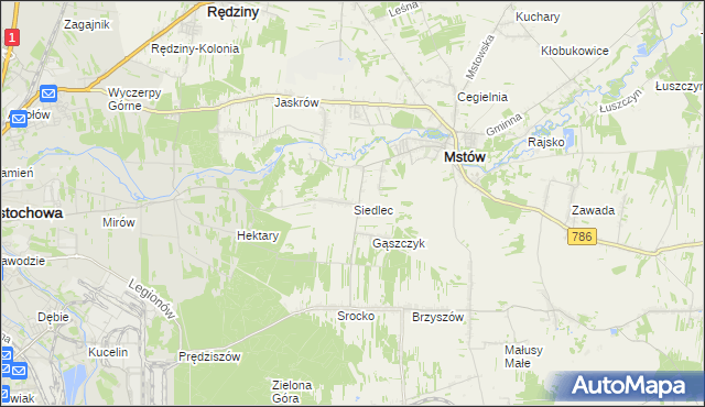 mapa Siedlec gmina Mstów, Siedlec gmina Mstów na mapie Targeo