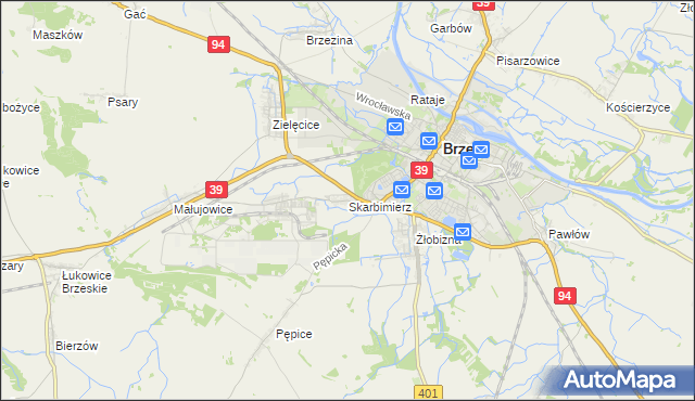 mapa Skarbimierz powiat brzeski, Skarbimierz powiat brzeski na mapie Targeo