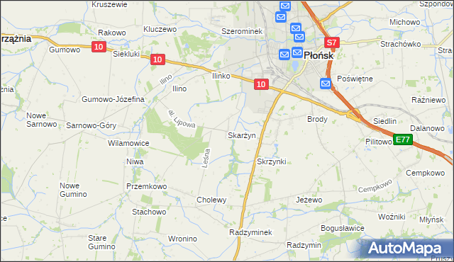 mapa Skarżyn gmina Płońsk, Skarżyn gmina Płońsk na mapie Targeo