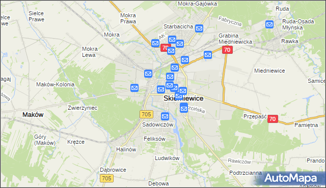 mapa Skierniewic, Skierniewice na mapie Targeo