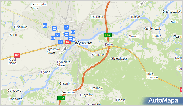 mapa Skuszew, Skuszew na mapie Targeo