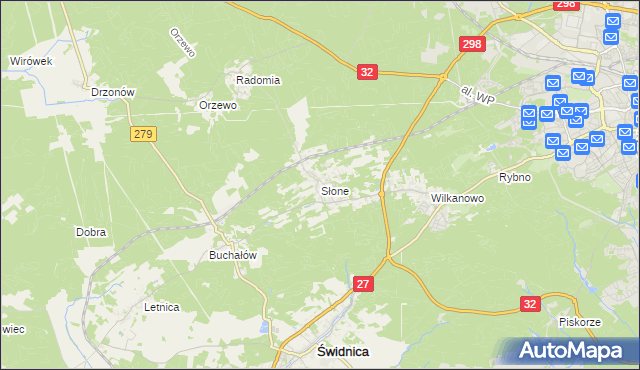 mapa Słone gmina Świdnica, Słone gmina Świdnica na mapie Targeo