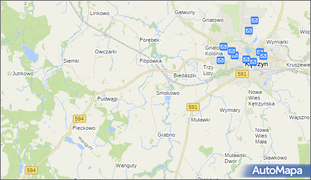 mapa Smokowo gmina Kętrzyn, Smokowo gmina Kętrzyn na mapie Targeo