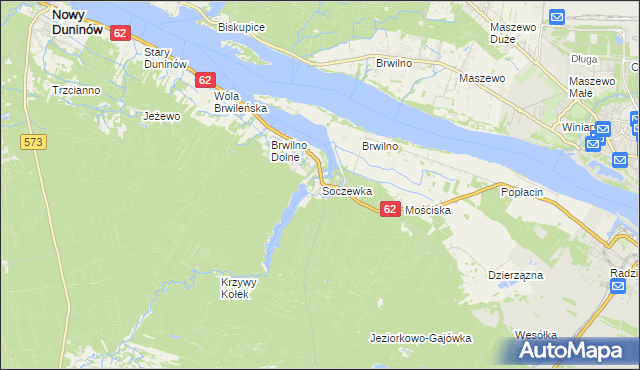 mapa Soczewka gmina Nowy Duninów, Soczewka gmina Nowy Duninów na mapie Targeo