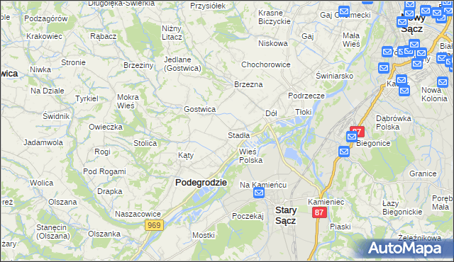 mapa Stadła, Stadła na mapie Targeo
