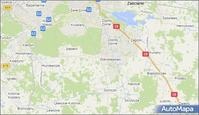 mapa Stanisławowo gmina Juchnowiec Kościelny, Stanisławowo gmina Juchnowiec Kościelny na mapie Targeo