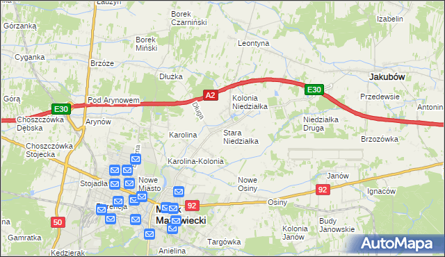 mapa Stara Niedziałka, Stara Niedziałka na mapie Targeo