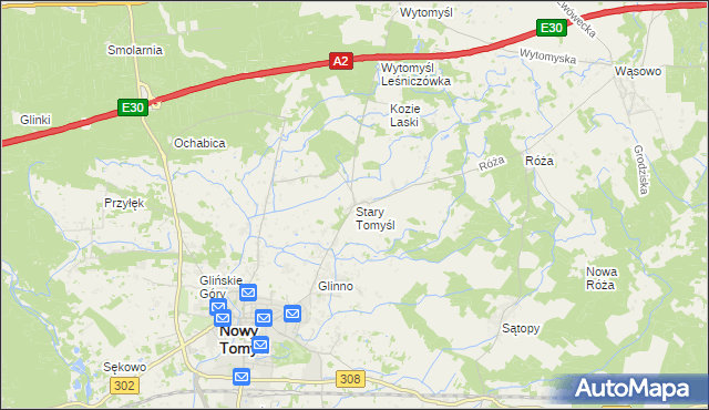 mapa Stary Tomyśl, Stary Tomyśl na mapie Targeo