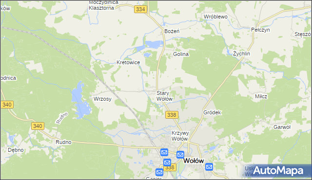 mapa Stary Wołów, Stary Wołów na mapie Targeo