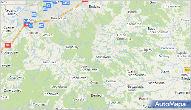 mapa Stasiówka gmina Dębica, Stasiówka gmina Dębica na mapie Targeo