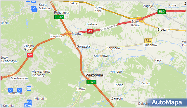 mapa Stefanówka gmina Wiązowna, Stefanówka gmina Wiązowna na mapie Targeo