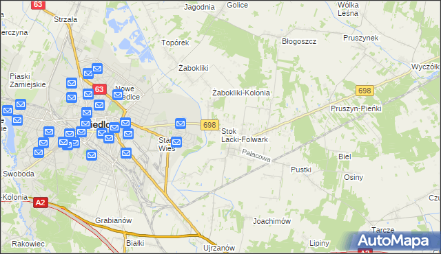 mapa Stok Lacki-Folwark, Stok Lacki-Folwark na mapie Targeo