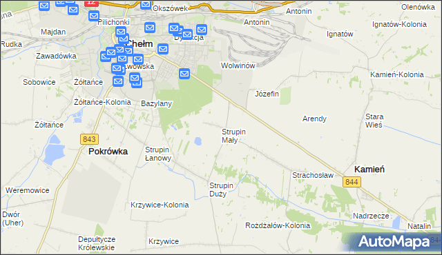 mapa Strupin Mały, Strupin Mały na mapie Targeo
