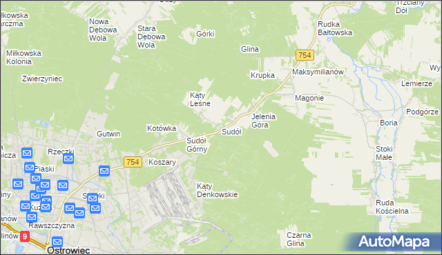 mapa Sudół gmina Bodzechów, Sudół gmina Bodzechów na mapie Targeo