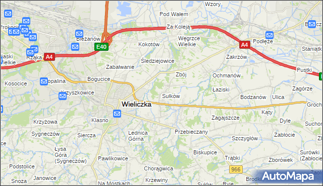 mapa Sułków gmina Wieliczka, Sułków gmina Wieliczka na mapie Targeo