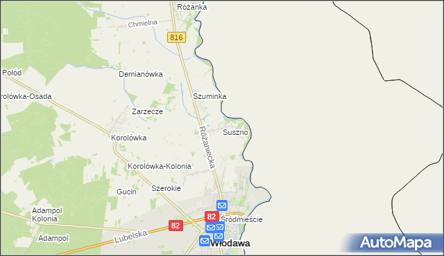 mapa Suszno, Suszno na mapie Targeo