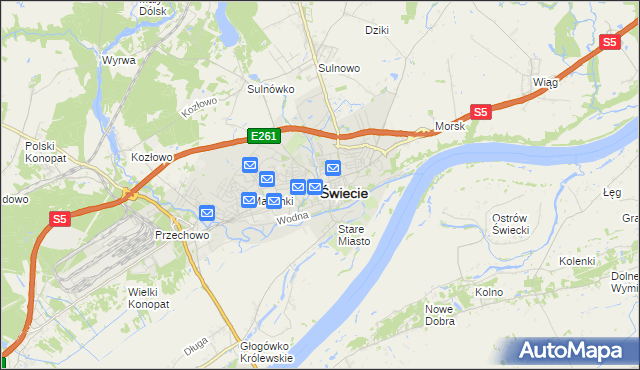 mapa Świecie, Świecie na mapie Targeo