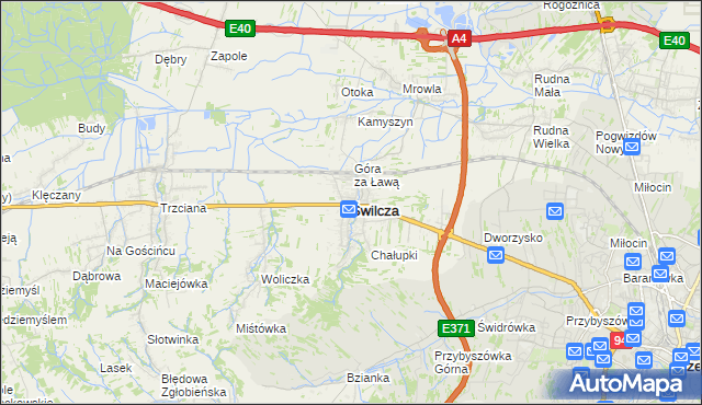 mapa Świlcza, Świlcza na mapie Targeo