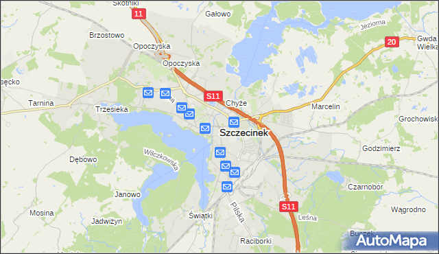 mapa Szczecinek, Szczecinek na mapie Targeo