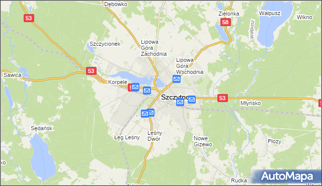 mapa Szczytno, Szczytno na mapie Targeo