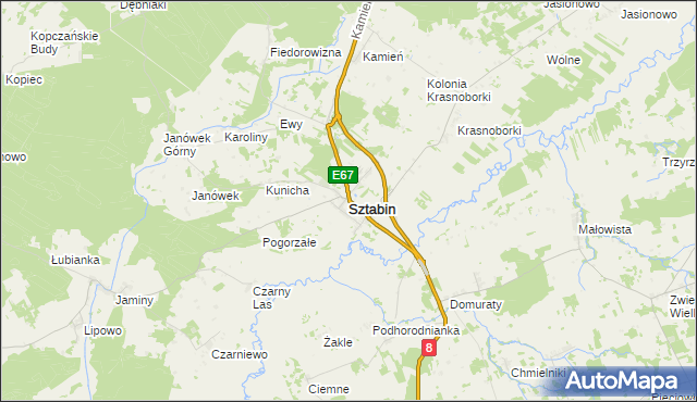 mapa Sztabin, Sztabin na mapie Targeo