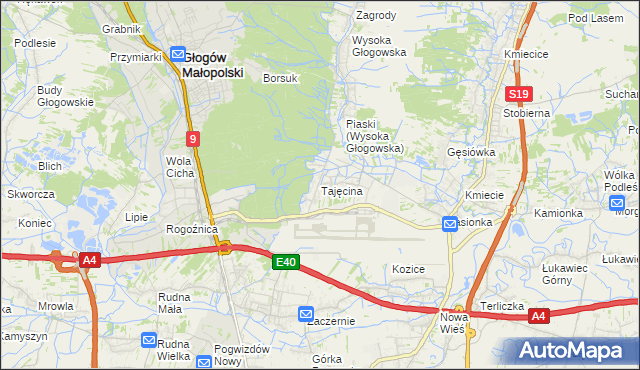 mapa Tajęcina, Tajęcina na mapie Targeo