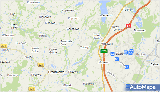 mapa Tokary gmina Przodkowo, Tokary gmina Przodkowo na mapie Targeo