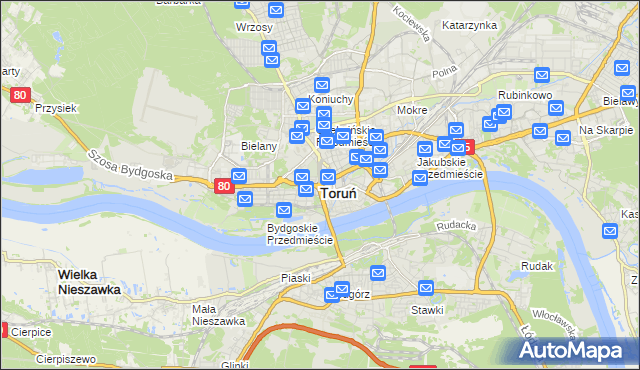 mapa Torunia, Toruń na mapie Targeo