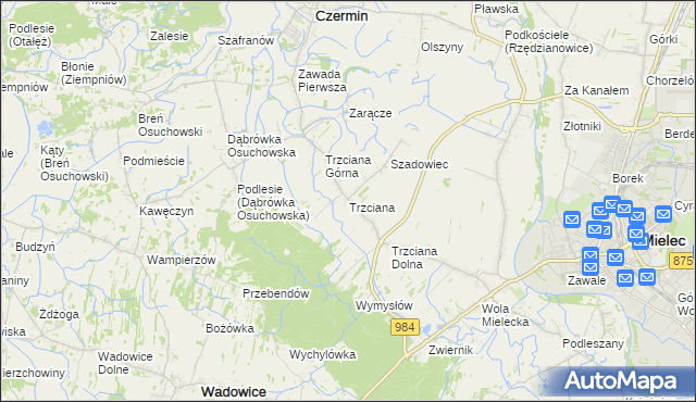 mapa Trzciana gmina Czermin, Trzciana gmina Czermin na mapie Targeo