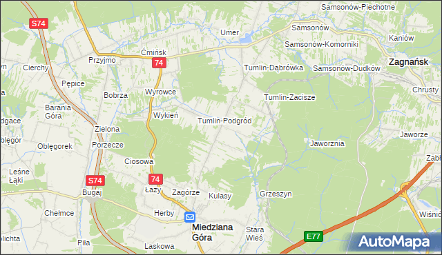 mapa Tumlin-Wykień, Tumlin-Wykień na mapie Targeo