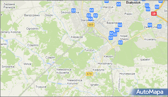 mapa Turczyn gmina Choroszcz, Turczyn gmina Choroszcz na mapie Targeo