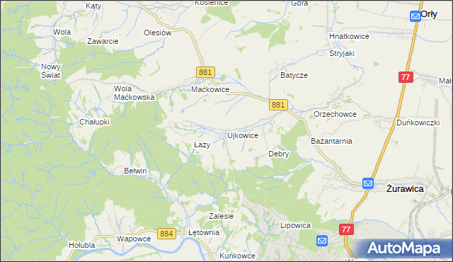 mapa Ujkowice, Ujkowice na mapie Targeo