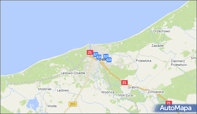 mapa Ustka, Ustka na mapie Targeo