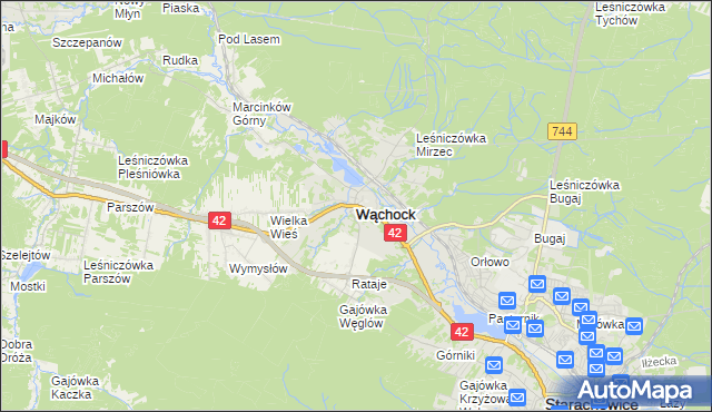 mapa Wąchock, Wąchock na mapie Targeo