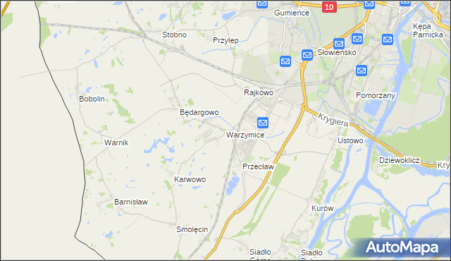 mapa Warzymice, Warzymice na mapie Targeo