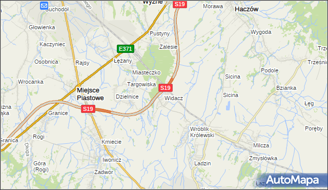 mapa Widacz gmina Miejsce Piastowe, Widacz gmina Miejsce Piastowe na mapie Targeo