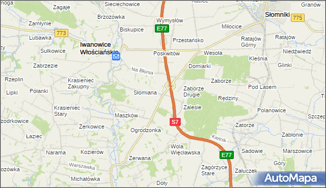 mapa Widoma gmina Iwanowice, Widoma gmina Iwanowice na mapie Targeo