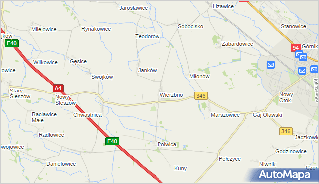 mapa Wierzbno gmina Domaniów, Wierzbno gmina Domaniów na mapie Targeo