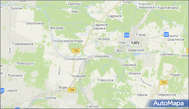 mapa Wiesiółka gmina Łazy, Wiesiółka gmina Łazy na mapie Targeo